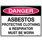 Uniform Safety Signs - 600x400mm - Poly - Danger Asbestos Protective Clothing & Respirator Must be Worn | 253LP